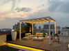 Metallmarkise, ferngesteuerter Pavillon, Lamellendach, Terrassenabdeckung, Aluminium, moderne Pergola für Sonnenschirm