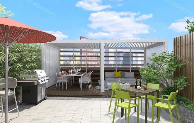 Wasserdichte Lamellenblätter für den Außenbereich, manueller Aluminium-Pergola-Gartenbau-Pavillon